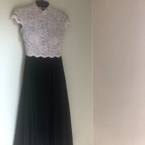 City Studio - Silver/Black two piece lace dress
